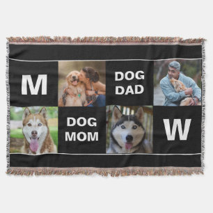 Dog Mum Dog Dad Custom Photo Collage Throw Blanket