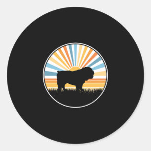 - Dog Mum Dog Dad Retro Sunset Pet Classic Round Sticker