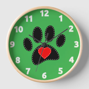 Dog Mum Drawing Green Clock
