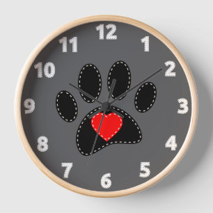 Dog Mum Drawing Grey Clock