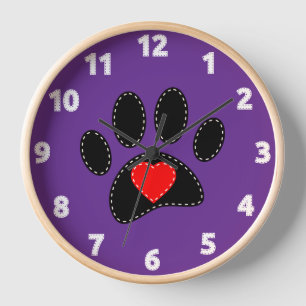 Dog Mum Drawing Purple Clock