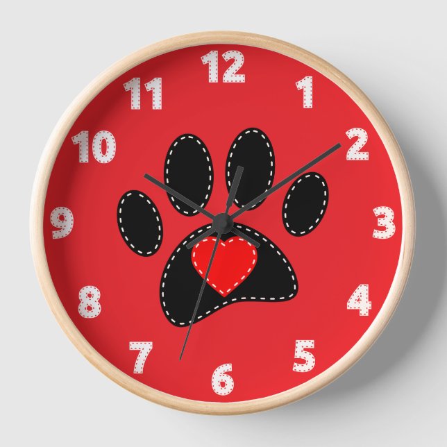 Dog Mum Drawing Red Clock (Front)