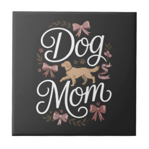 Dog Mum Elegant Coquette Golden Retriever Design Ceramic Tile