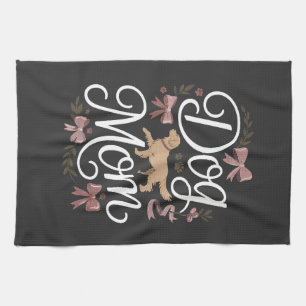 Dog Mum Elegant Coquette Golden Retriever Design Tea Towel