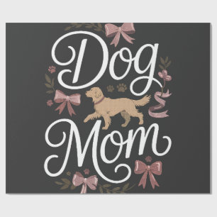 Dog Mum Elegant Coquette Golden Retriever Design Wrapping Paper