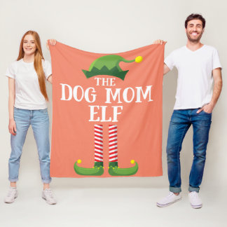 Dog Mum Elf Matching Family Group Christmas Party Fleece Blanket