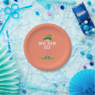 Dog Mum Elf Matching Family Group Christmas Party Paper Plate
