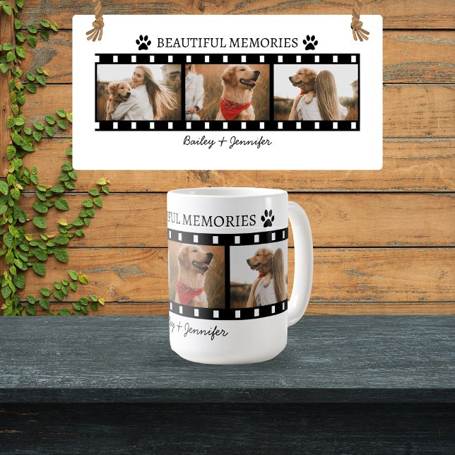 Dog Mum Film Strip Photo Mug Custom Pet Owner Gift (nostalgic film strip mug, dog lover gift, dog mom mug, dog dad mug, custom pet mug for dog mom & dad)