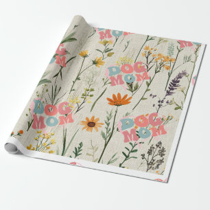 dog mum  floral  wrapping paper