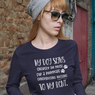 Dog Mum Funny Custom Photo Women's Navy Long T-Shirt