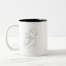 Dog Mum Gift Coffee Mug Minimalist Line Art Woman