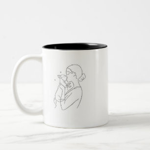 Dog Mum Gift Coffee Mug Minimalist Line Art Woman