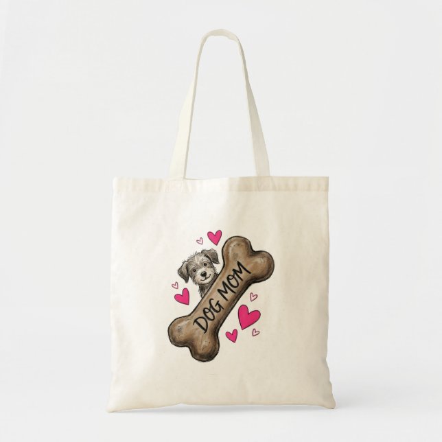 Dog Mum Grey Dog Bone Tote Bag (Front)
