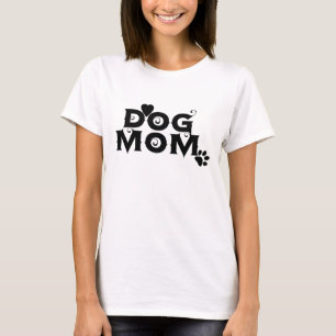Dog mum groovy logo heart puppy paw Mother's Day T-Shirt