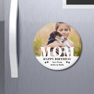 Dog Mum Happy Birthday Modern Personalised Photo Magnet