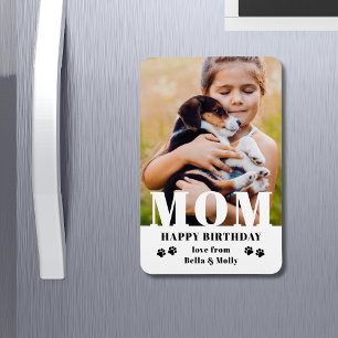 Dog Mum Happy Birthday Modern Personalised Photo Magnet