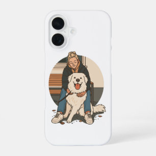 Dog Mum Hugging Fluffy Puppy Cute Pet Moment iPhone 16 Case