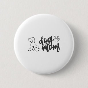 Dog Mum Line Art Design  Minimalist Dog Lover 6 Cm Round Badge