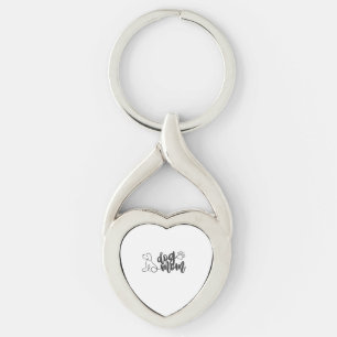 Dog Mum Line Art Design Minimalist Dog Lover Key Ring