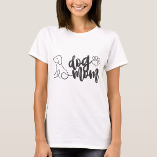 Dog Mum Line Art Design   Minimalist Dog Lover T-Shirt
