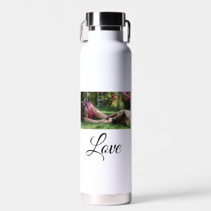 Dog mum love add name text pet name lovers water bottle