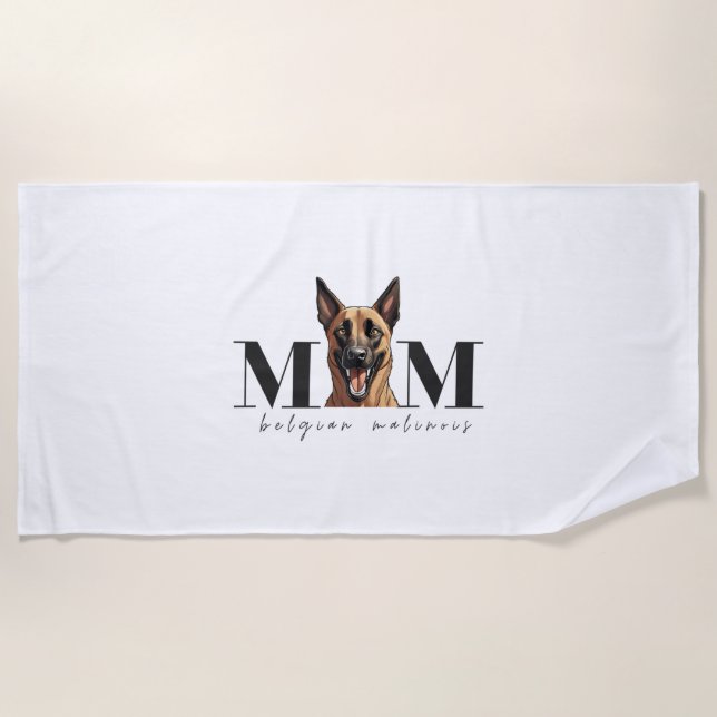 Dog Mum MALINOIS Classic T-Shirt Beach Towel (Front)