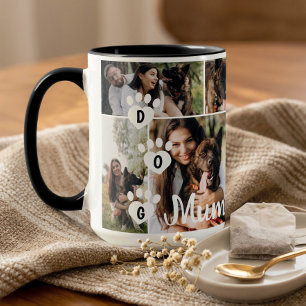 Dog Mum Modern Minimal Pet Photo Collage Paw Print Mug