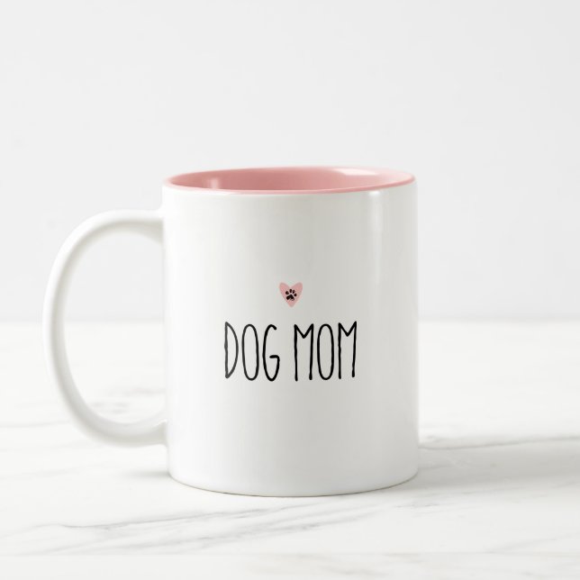 Dog Mum | Modern Mum Custom Heart Colour Two-Tone Coffee Mug (Left)