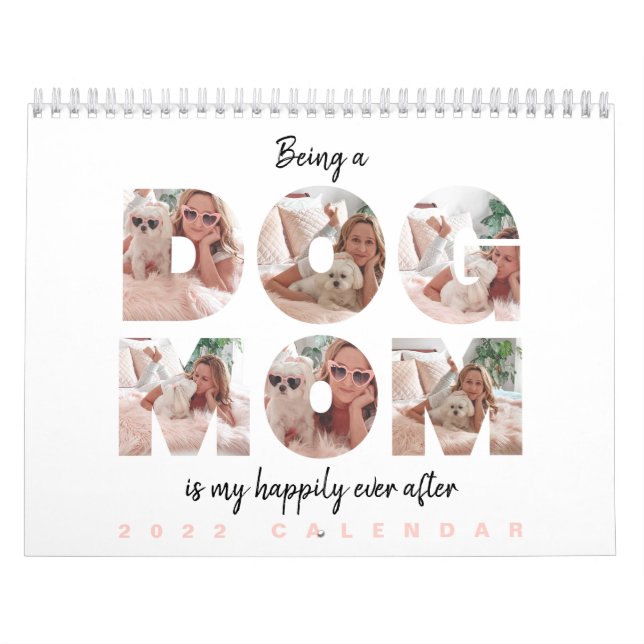 Dog Mum| Modern Photo Collage Custom Text Calendar (Cover)