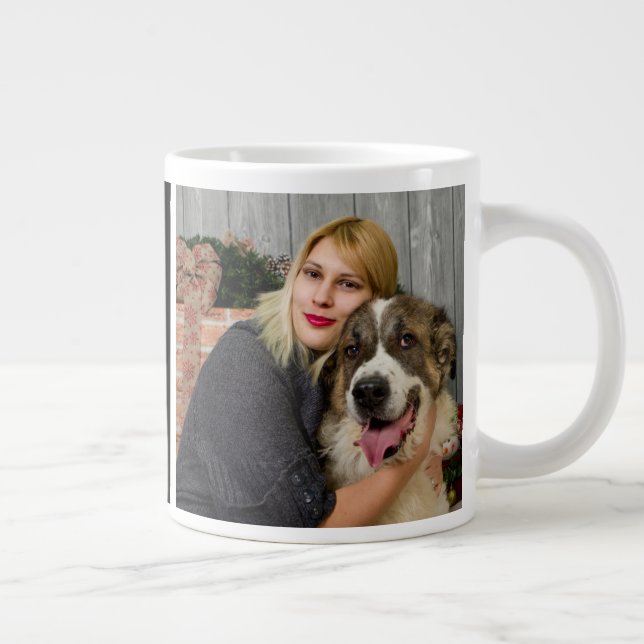 Dog Mum Modern Two  Custom Photo Large Coffee Mug (Right)