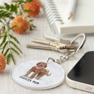 Dog Mum/Mum Labradoodle Key Ring Personalised