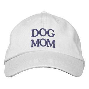 Dog Mum navy blue typography elegant simple custom Embroidered Hat