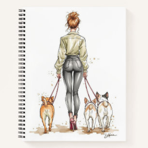 Dog Mum Notebook Fashion Illustration Dog Walker