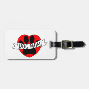 Dog Mum Paw And Red Heart Drawing Luggage Tag