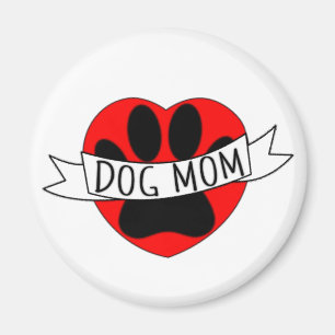 Dog Mum Paw And Red Heart Drawing Magnet