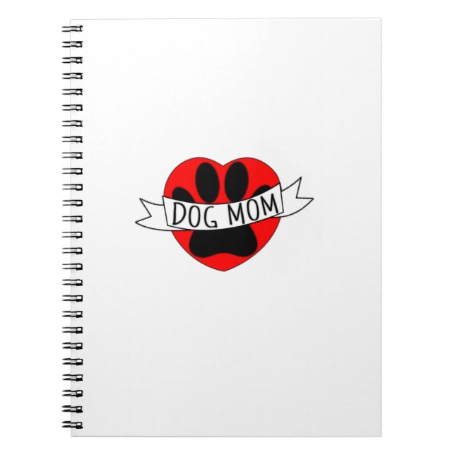 Dog Mum Paw And Red Heart Drawing Notebook (Front)