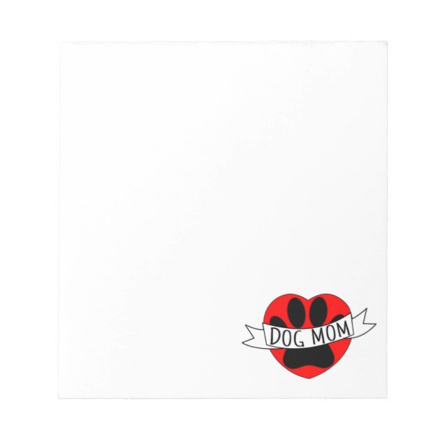 Dog Mum Paw And Red Heart Drawing Notepad (Front)