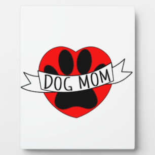 Dog Mum Paw And Red Heart Drawing Plaque