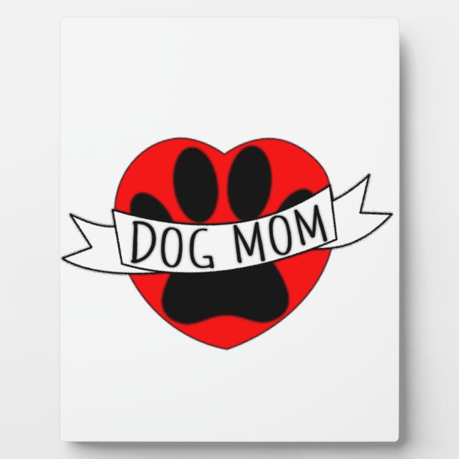 Dog Mum Paw And Red Heart Drawing Plaque (Front)