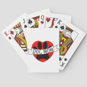 Dog Mum Paw And Red Heart Drawing Playing Cards