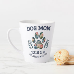 Dog Mum Paw Floral Latte Mug