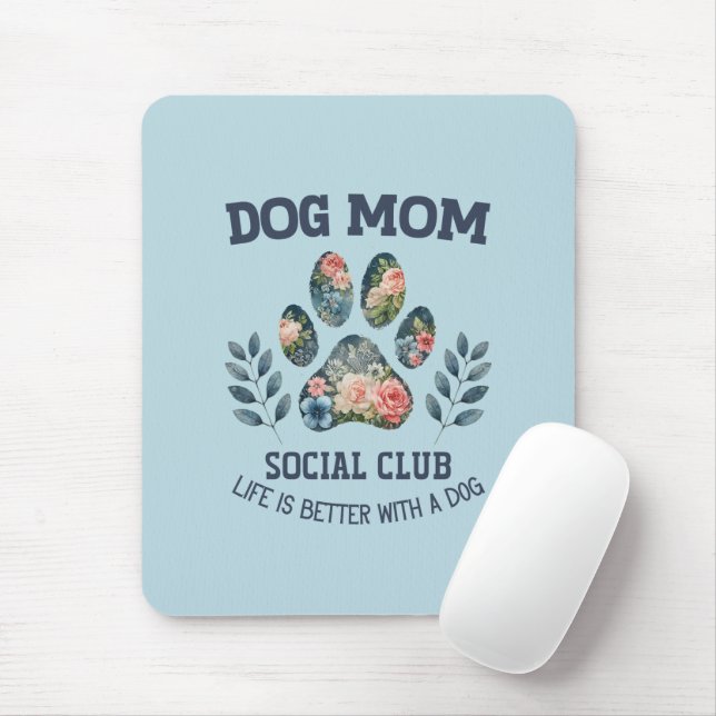 Dog Mum  Paw Floral  Mouse Pad (With Mouse)