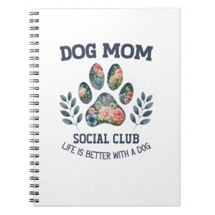 Dog Mum Paw Floral Notebook