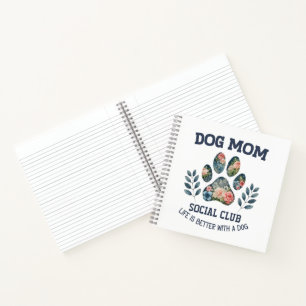 Dog Mum Paw Floral Notebook