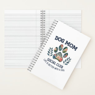 Dog Mum Paw Floral Notebook