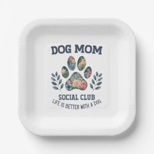 Dog Mum  Paw Floral  Paper Plate