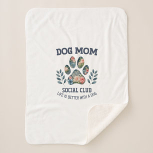 Dog Mum  Paw Floral  Sherpa Blanket