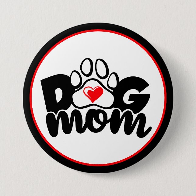 Dog Mum Paw Heart Button (Front)