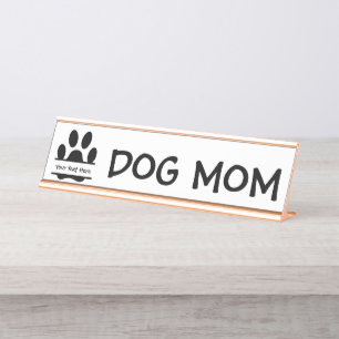 Dog Mum Paw Print Desk Name Plate