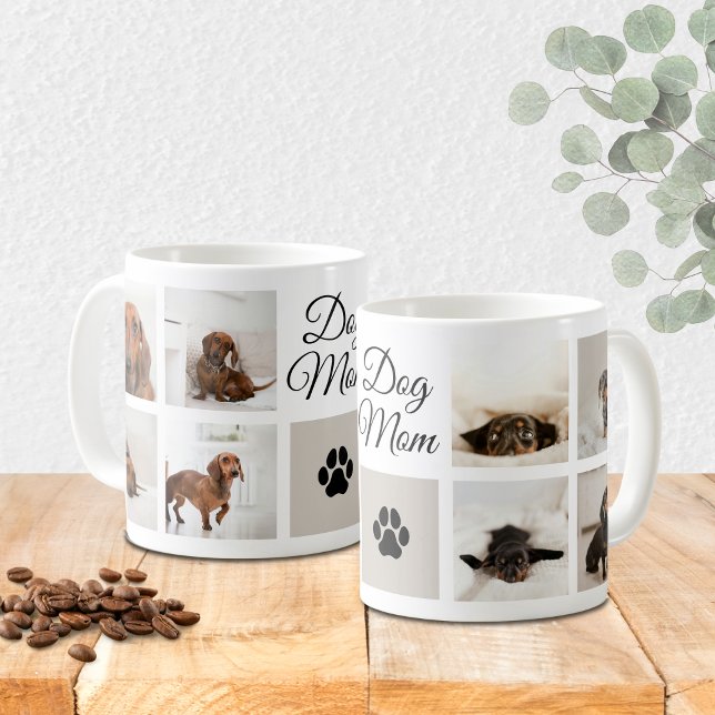 Dog Mum Paw Print Eight Photos Custom Coffee Mug (Creator Uploaded)